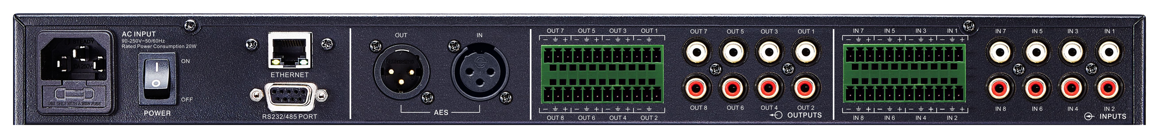 DMV8080M 8进8出音频矩阵